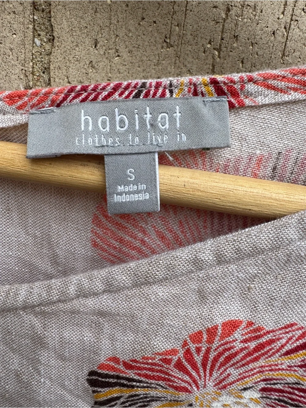 Habitat Sleeveless Linen-Blend Midi Shift Dress Oatmeal Pink Floral Small - Picture 5 of 5